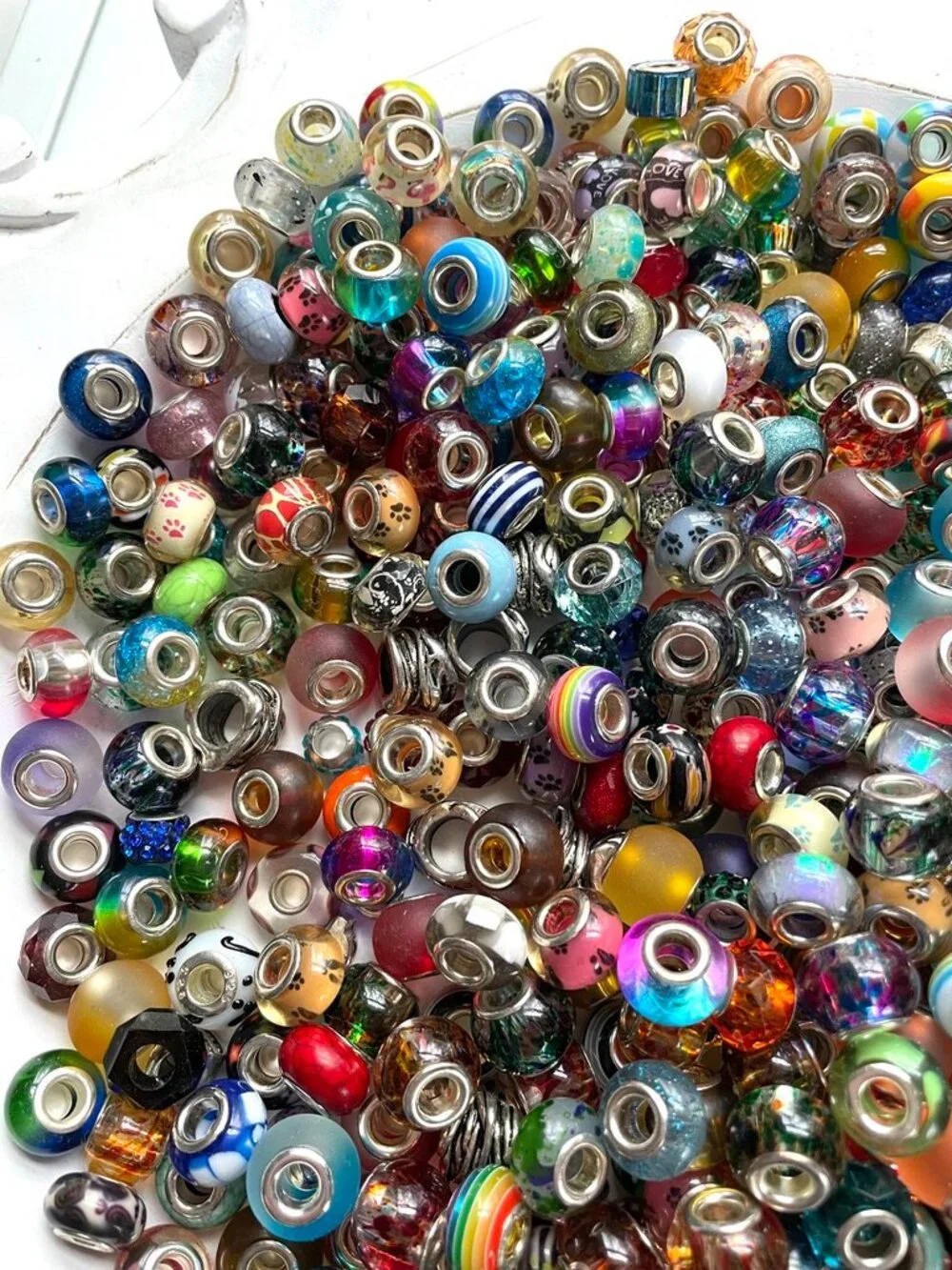 500+ Glass and Silvertone European Bead Lot-Mixed European Bead Lot - Picture 9 of 9